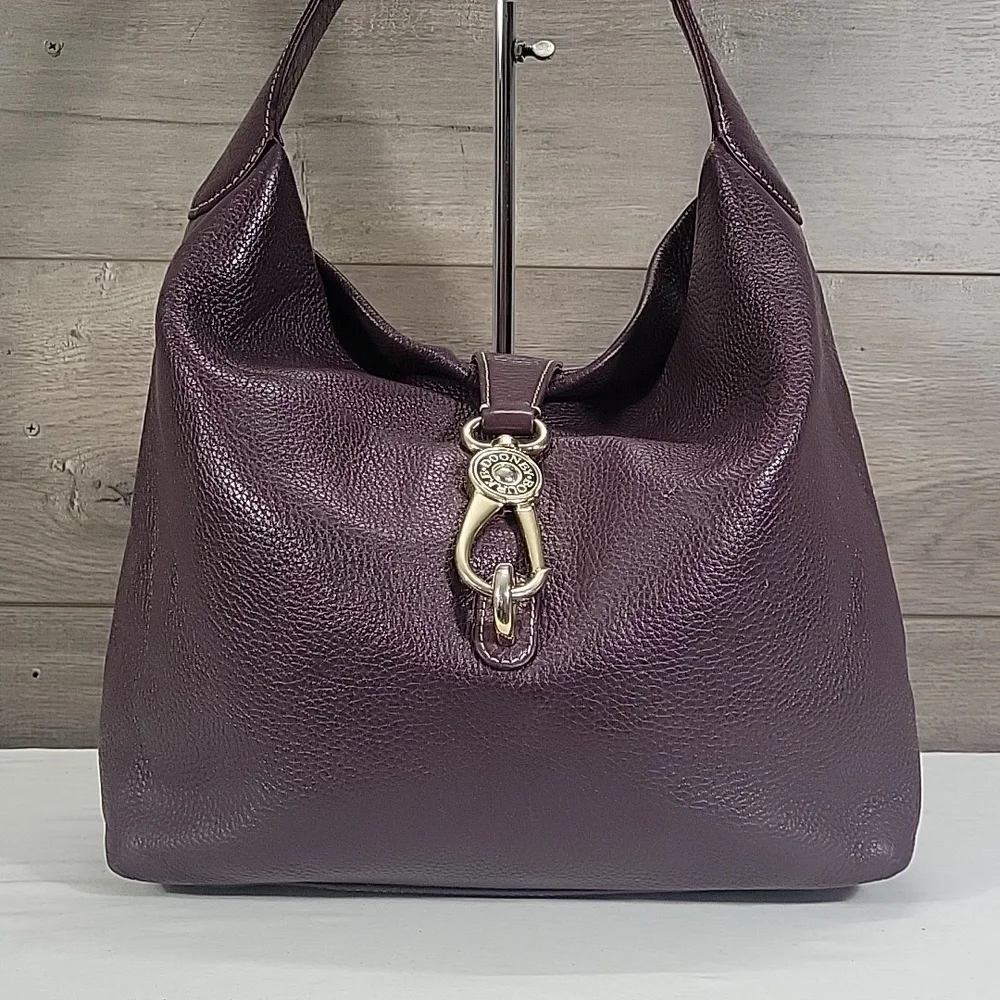 Dooney & Bourke Purple Pebble Leather Hobo Shoulder Bag